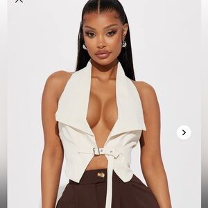 Fashion Nova Cream Halter Blouse